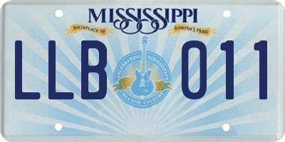 MS license plate LLB011