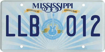 MS license plate LLB012