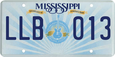 MS license plate LLB013