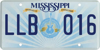 MS license plate LLB016