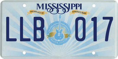 MS license plate LLB017