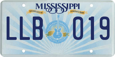 MS license plate LLB019