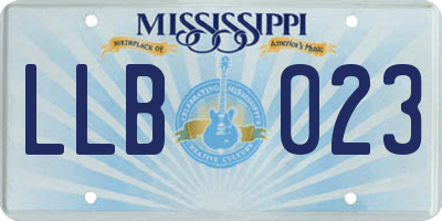 MS license plate LLB023