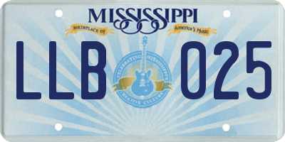 MS license plate LLB025