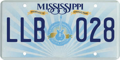 MS license plate LLB028