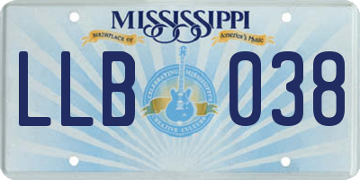 MS license plate LLB038