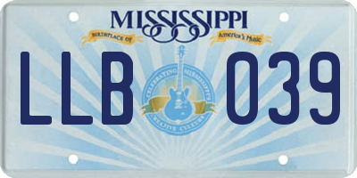 MS license plate LLB039