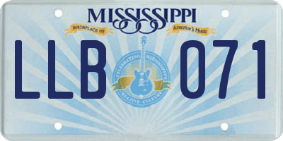 MS license plate LLB071