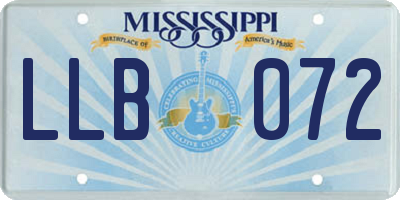 MS license plate LLB072