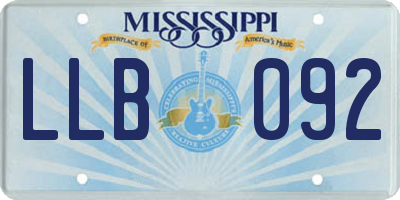 MS license plate LLB092