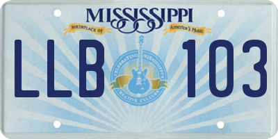 MS license plate LLB103