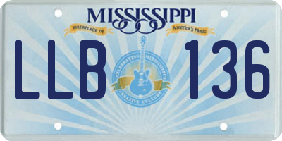 MS license plate LLB136
