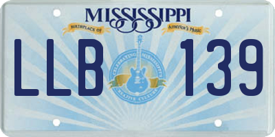 MS license plate LLB139