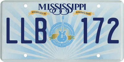 MS license plate LLB172