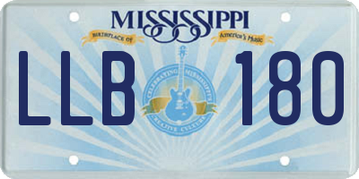 MS license plate LLB180