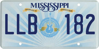 MS license plate LLB182