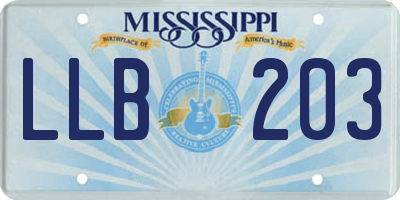 MS license plate LLB203