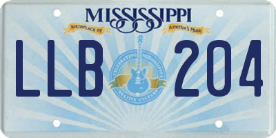 MS license plate LLB204