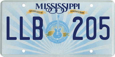 MS license plate LLB205