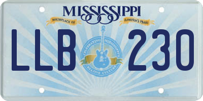 MS license plate LLB230