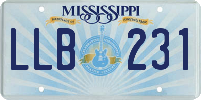 MS license plate LLB231