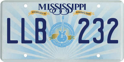 MS license plate LLB232