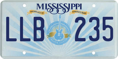MS license plate LLB235