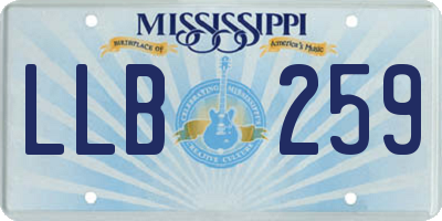 MS license plate LLB259
