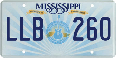 MS license plate LLB260