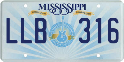 MS license plate LLB316