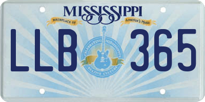 MS license plate LLB365