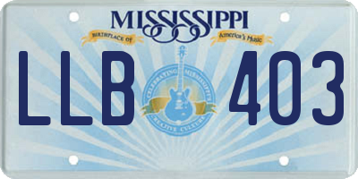 MS license plate LLB403