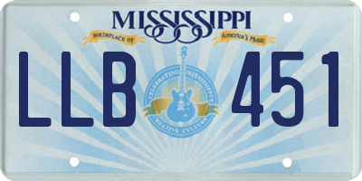 MS license plate LLB451