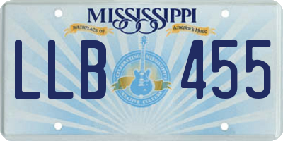 MS license plate LLB455