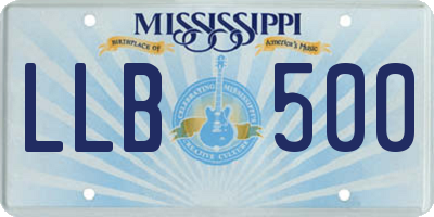 MS license plate LLB500