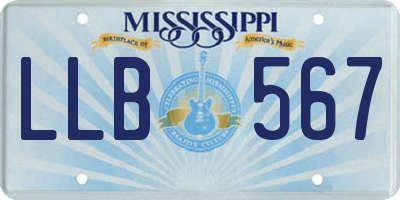 MS license plate LLB567