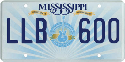 MS license plate LLB600