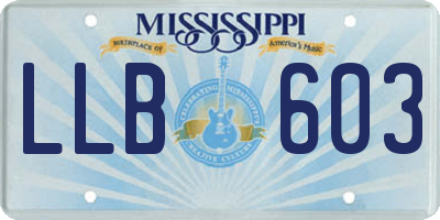 MS license plate LLB603