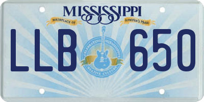 MS license plate LLB650