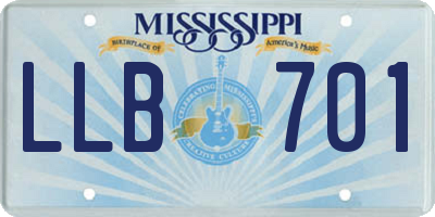 MS license plate LLB701