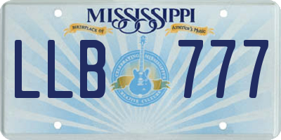 MS license plate LLB777