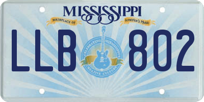 MS license plate LLB802
