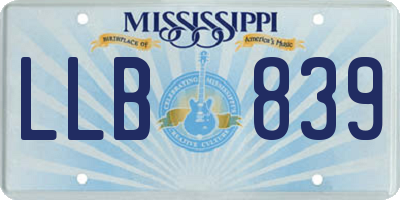 MS license plate LLB839