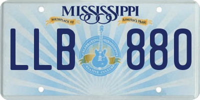 MS license plate LLB880