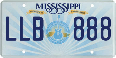 MS license plate LLB888