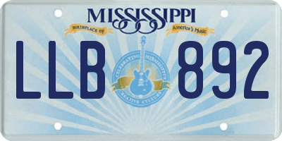 MS license plate LLB892