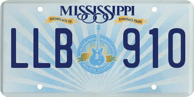 MS license plate LLB910