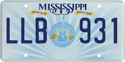 MS license plate LLB931