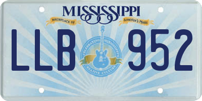 MS license plate LLB952