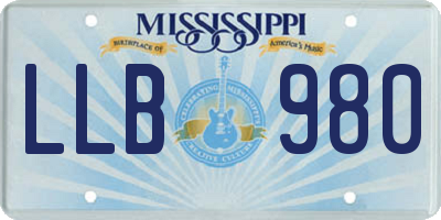 MS license plate LLB980
